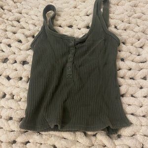womens army green crop top